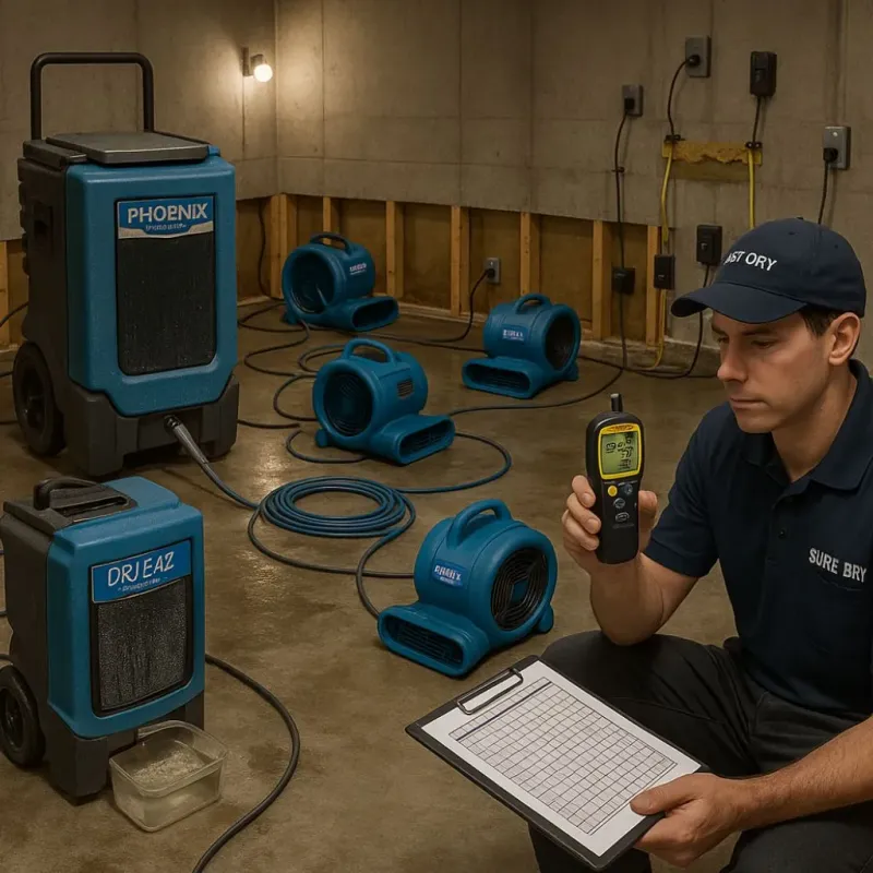 Structural Drying and Dehumidification process in Franklin, MA